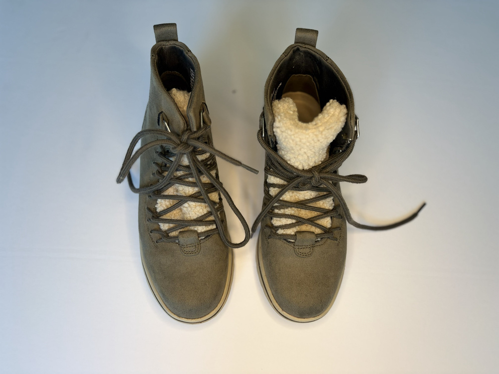 Cliffs Happiest 7M Sherpa Lined Hiking Boots Gray Lace Up